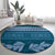 Dark Cyan Samoa Siapo Teuila Flowers Round Carpet