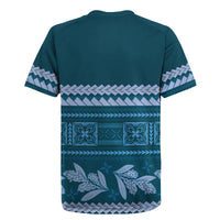 Dark Cyan Samoa Siapo Teuila Flowers Rugby Jersey LT14 - Polynesian Pride