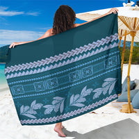 Dark Cyan Samoa Siapo Teuila Flowers Sarong LT14 One Size 44 x 66 inches Dark Cyan - Polynesian Pride