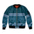 Dark Cyan Samoa Siapo Teuila Flowers Sleeve Zip Bomber Jacket