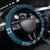 Dark Cyan Samoa Siapo Teuila Flowers Steering Wheel Cover