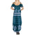 Dark Cyan Samoa Siapo Teuila Flowers Summer Maxi Dress