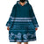 Dark Cyan Samoa Siapo Teuila Flowers Wearable Blanket Hoodie