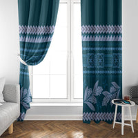 Dark Cyan Samoa Siapo Teuila Flowers Window Curtain LT14 - Polynesian Pride