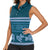 Dark Cyan Samoa Siapo Teuila Flowers Women Sleeveless Polo Shirt