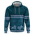 Dark Cyan Samoa Siapo Teuila Flowers Zip Hoodie