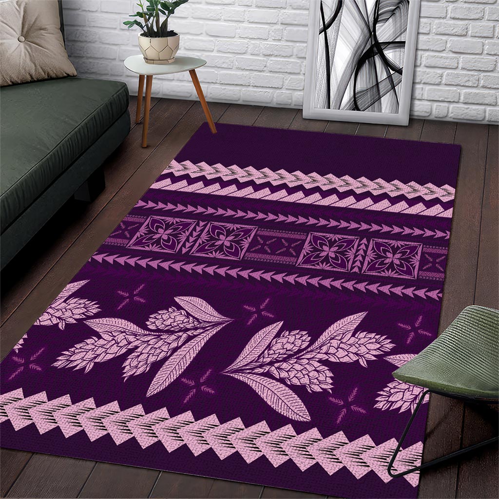 Purple Samoa Siapo Teuila Flowers Area Rug LT14 Purple - Polynesian Pride