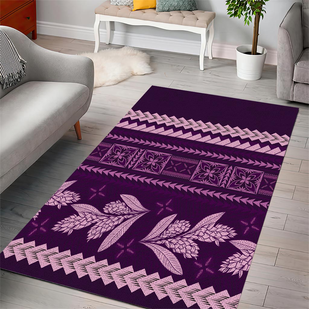 Purple Samoa Siapo Teuila Flowers Area Rug LT14 - Polynesian Pride