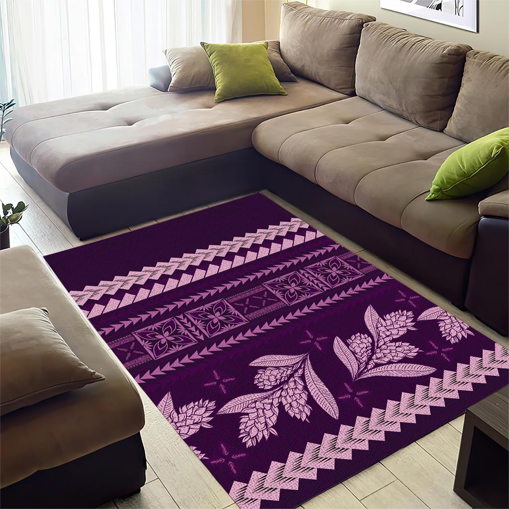 Purple Samoa Siapo Teuila Flowers Area Rug LT14 - Polynesian Pride