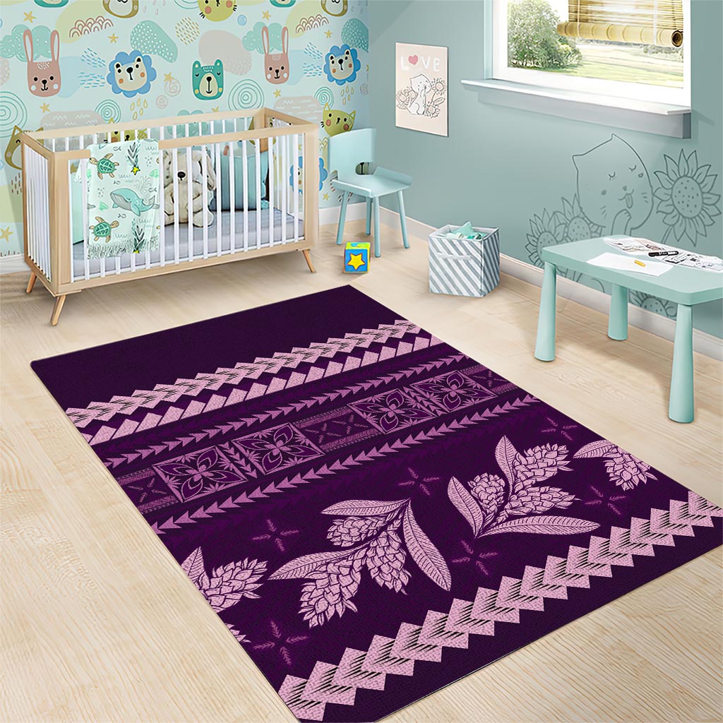 Purple Samoa Siapo Teuila Flowers Area Rug LT14 - Polynesian Pride