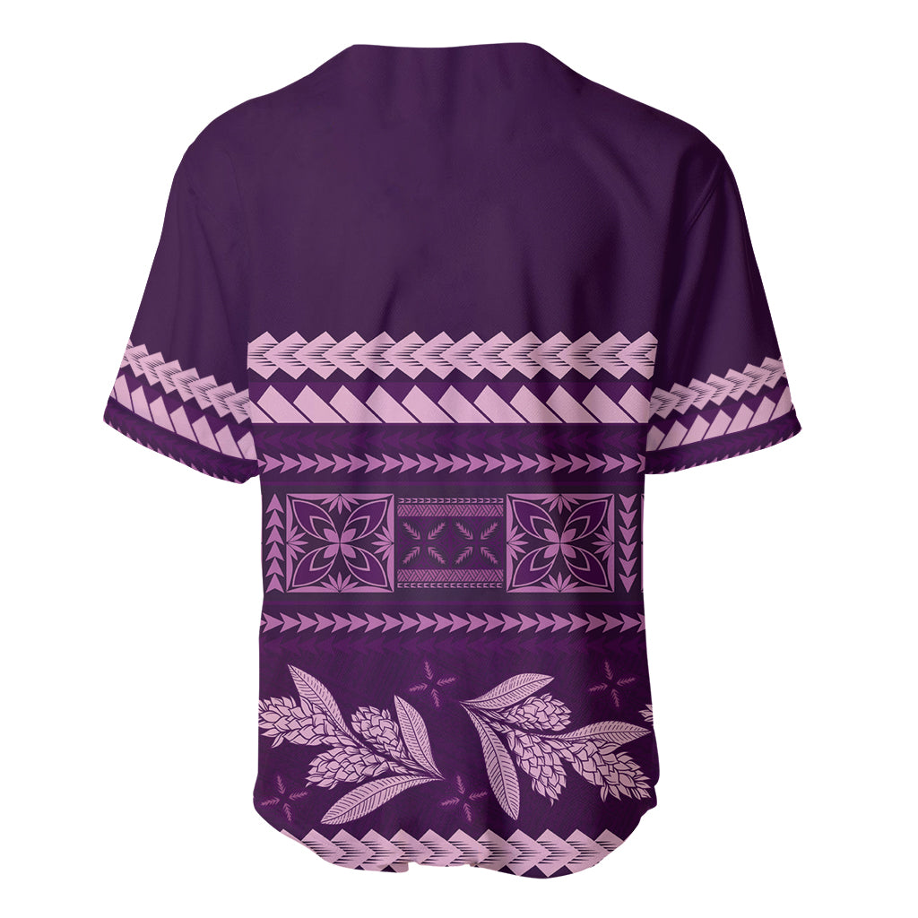 Purple Samoa Siapo Teuila Flowers Baseball Jersey LT14 - Polynesian Pride