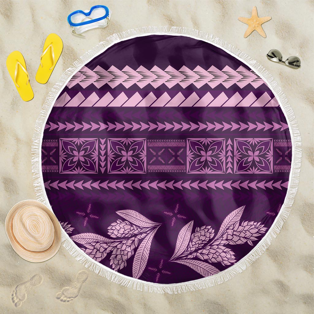 Purple Samoa Siapo Teuila Flowers Beach Blanket LT14 One Size 150cm Purple - Polynesian Pride