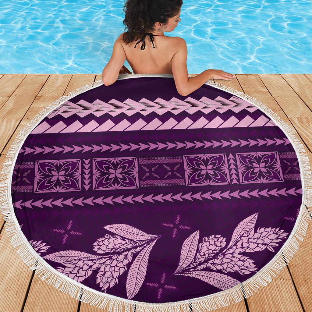 Purple Samoa Siapo Teuila Flowers Beach Blanket LT14 - Polynesian Pride