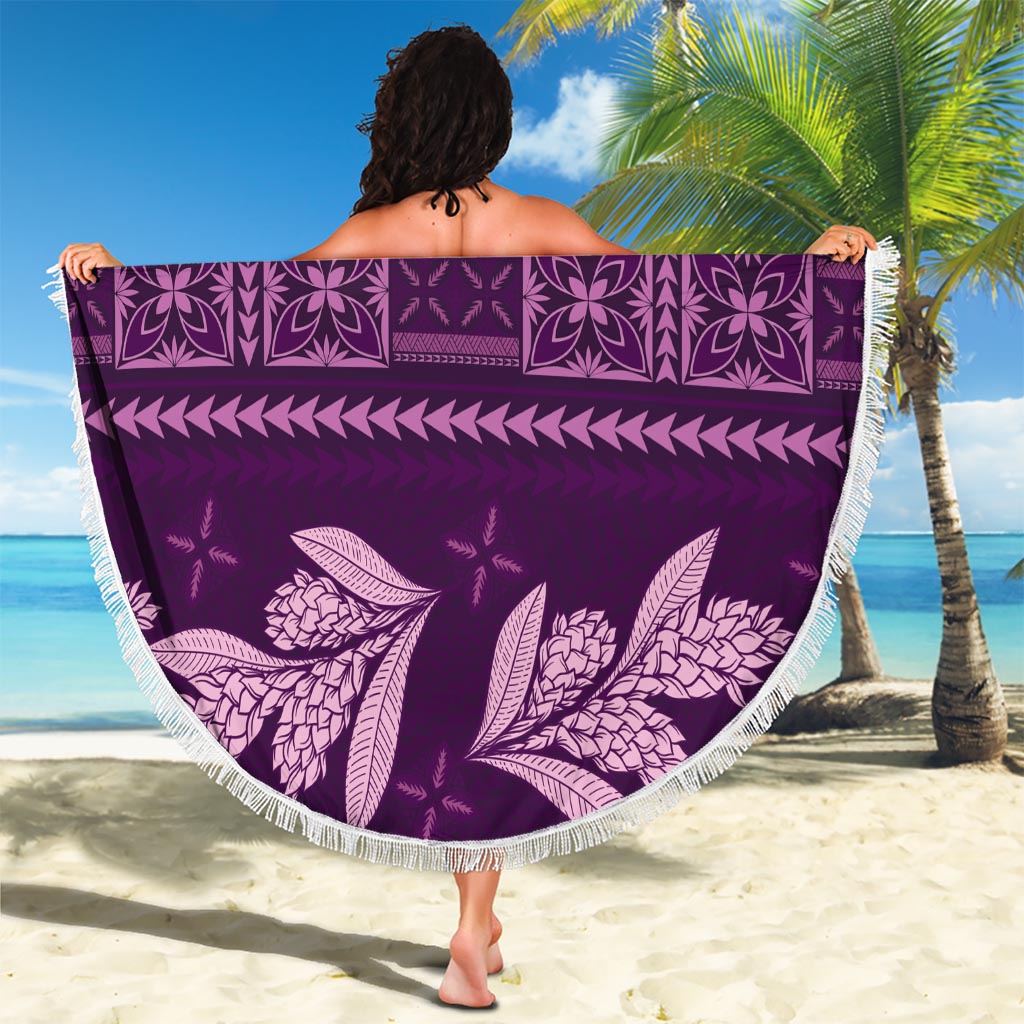 Purple Samoa Siapo Teuila Flowers Beach Blanket LT14 - Polynesian Pride
