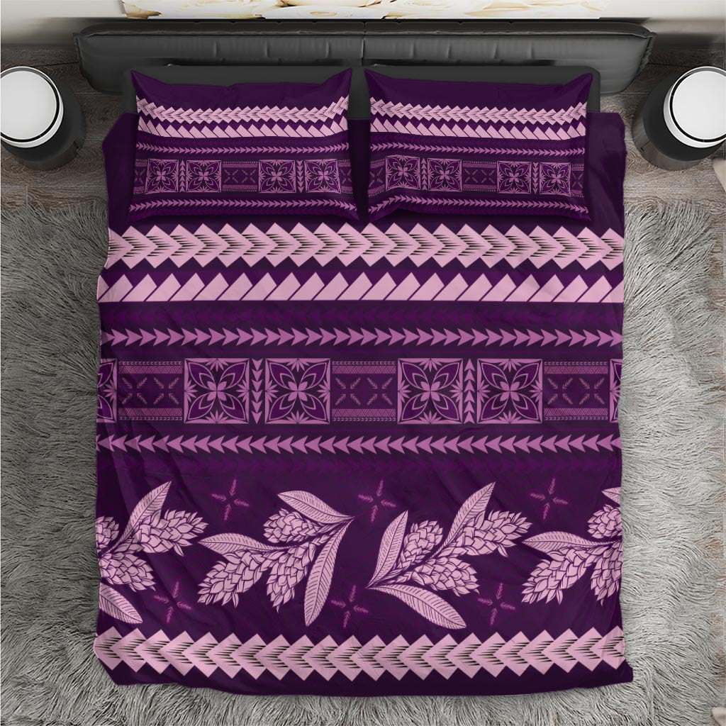 Purple Samoa Siapo Teuila Flowers Bedding Set LT14 Purple - Polynesian Pride
