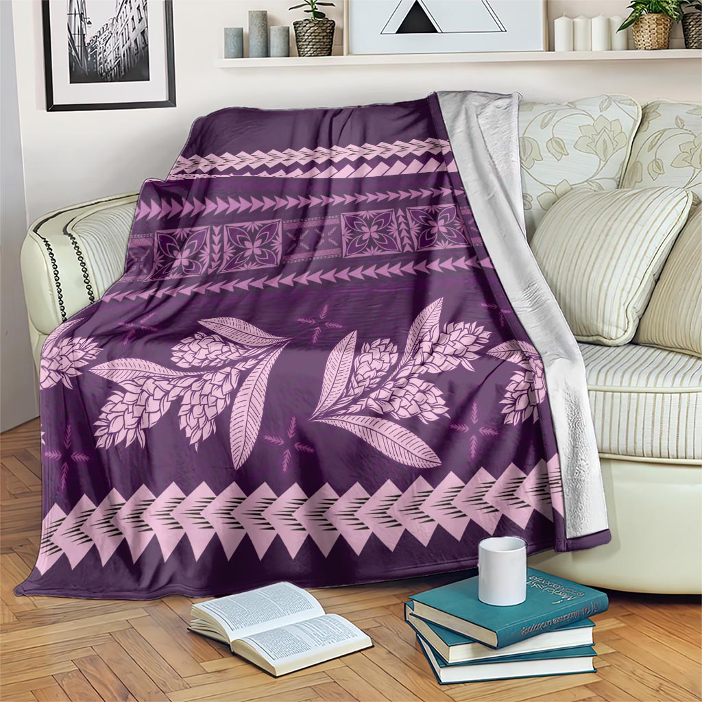 Purple Samoa Siapo Teuila Flowers Blanket LT14 Purple - Polynesian Pride