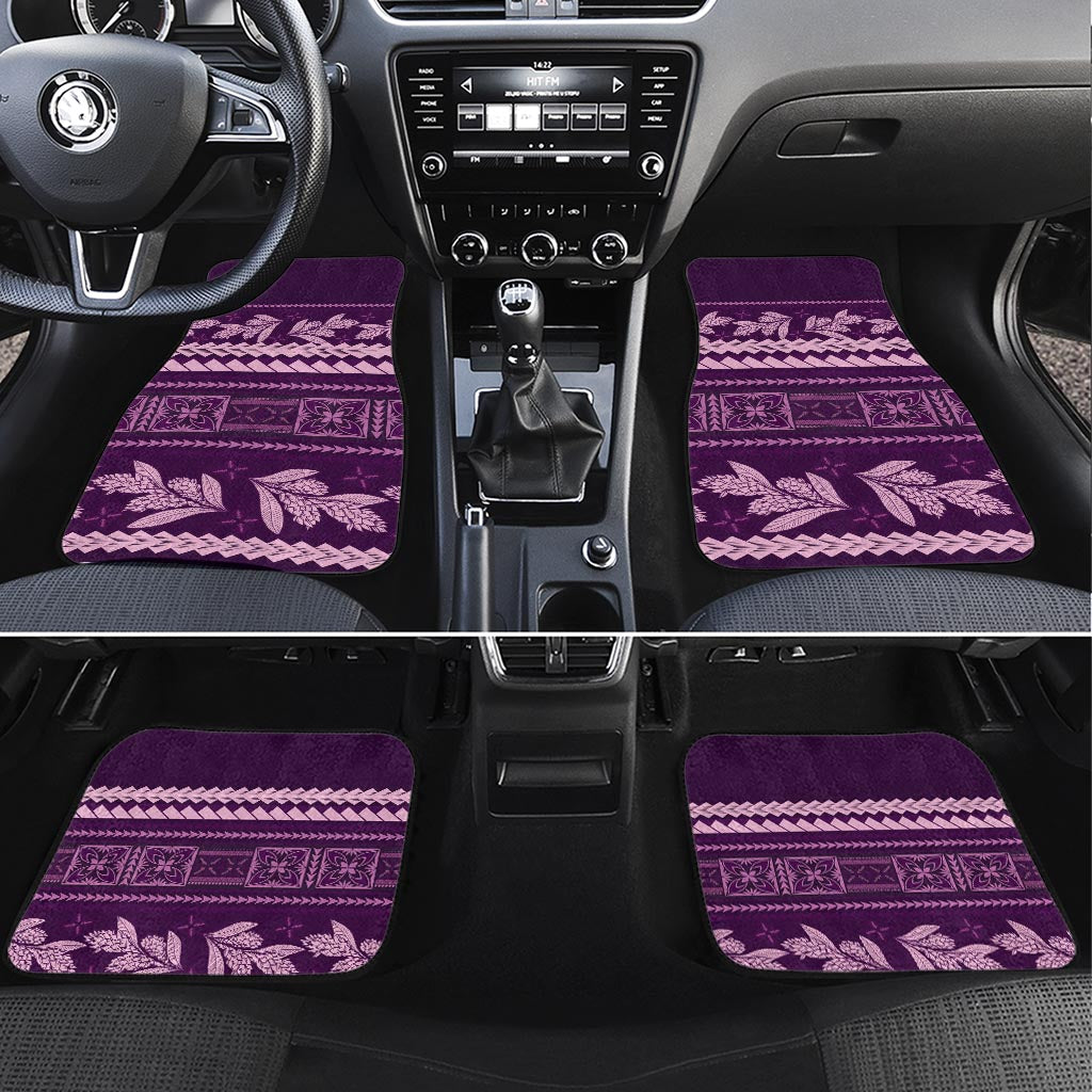 Purple Samoa Siapo Teuila Flowers Car Mats LT14 Set 4pcs Purple - Polynesian Pride