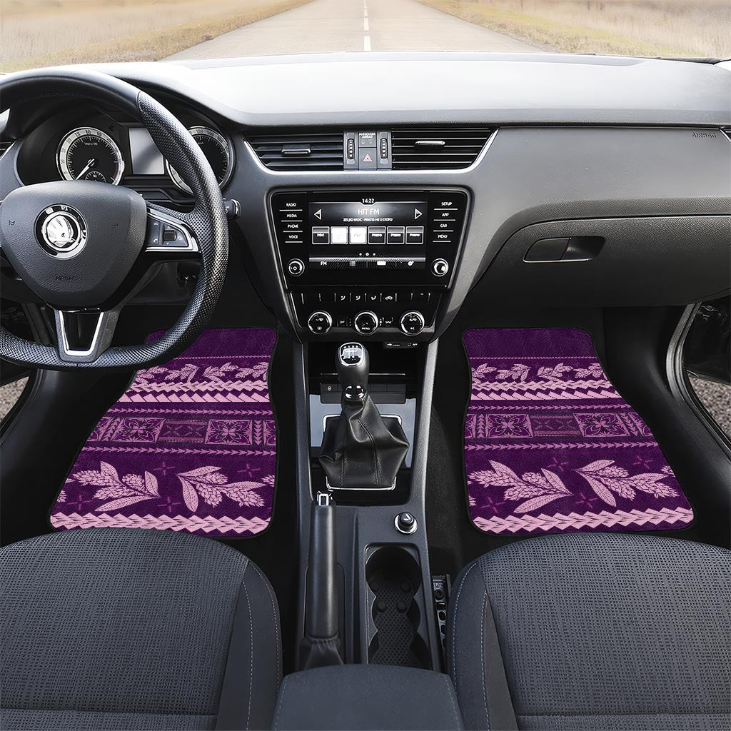 Purple Samoa Siapo Teuila Flowers Car Mats LT14 Set 2pcs - Front Purple - Polynesian Pride