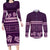 Purple Samoa Siapo Teuila Flowers Couples Matching Long Sleeve Bodycon Dress and Long Sleeve Button Shirt