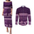 Purple Samoa Siapo Teuila Flowers Couples Matching Puletasi and Long Sleeve Button Shirt