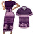 Purple Samoa Siapo Teuila Flowers Couples Matching Short Sleeve Bodycon Dress and Hawaiian Shirt