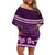 Purple Samoa Siapo Teuila Flowers Family Matching Off Shoulder Short Dress and Hawaiian Shirt