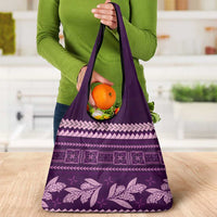 Purple Samoa Siapo Teuila Flowers Grocery Bag LT14 - Polynesian Pride