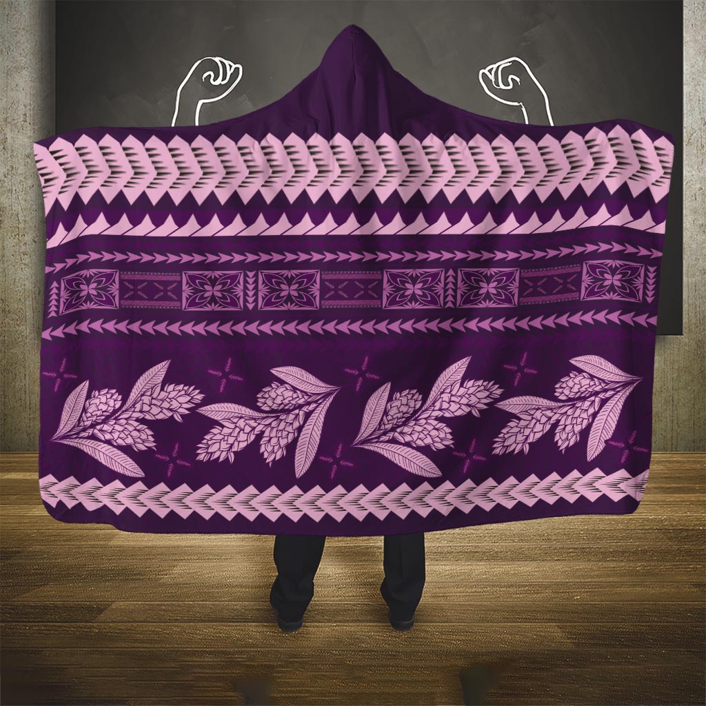 Purple Samoa Siapo Teuila Flowers Hooded Blanket LT14 One Size Purple - Polynesian Pride