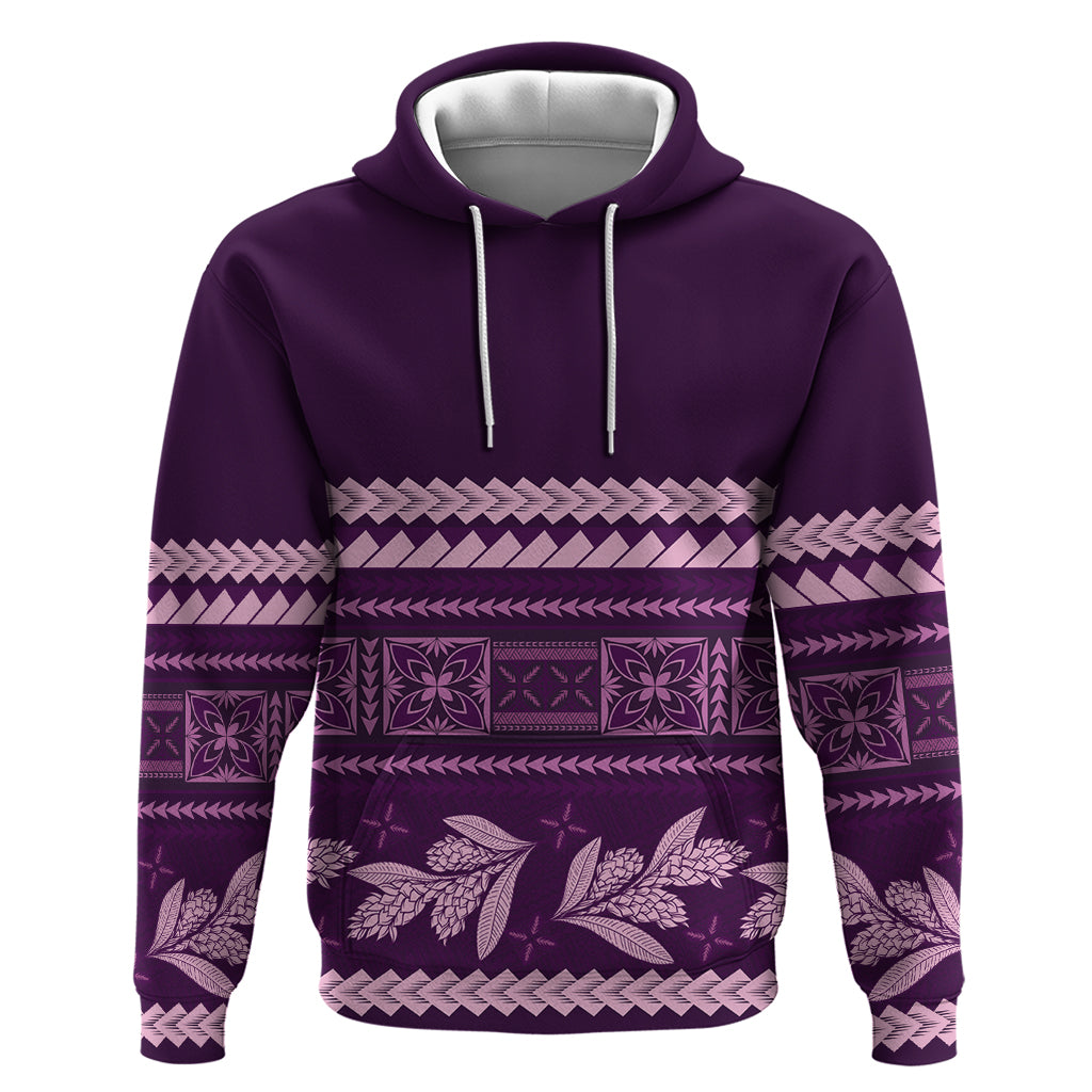 Purple Samoa Siapo Teuila Flowers Hoodie LT14 Pullover Hoodie Purple - Polynesian Pride