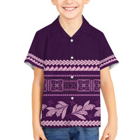 Purple Samoa Siapo Teuila Flowers Kid Hawaiian Shirt LT14 Kid Purple - Polynesian Pride