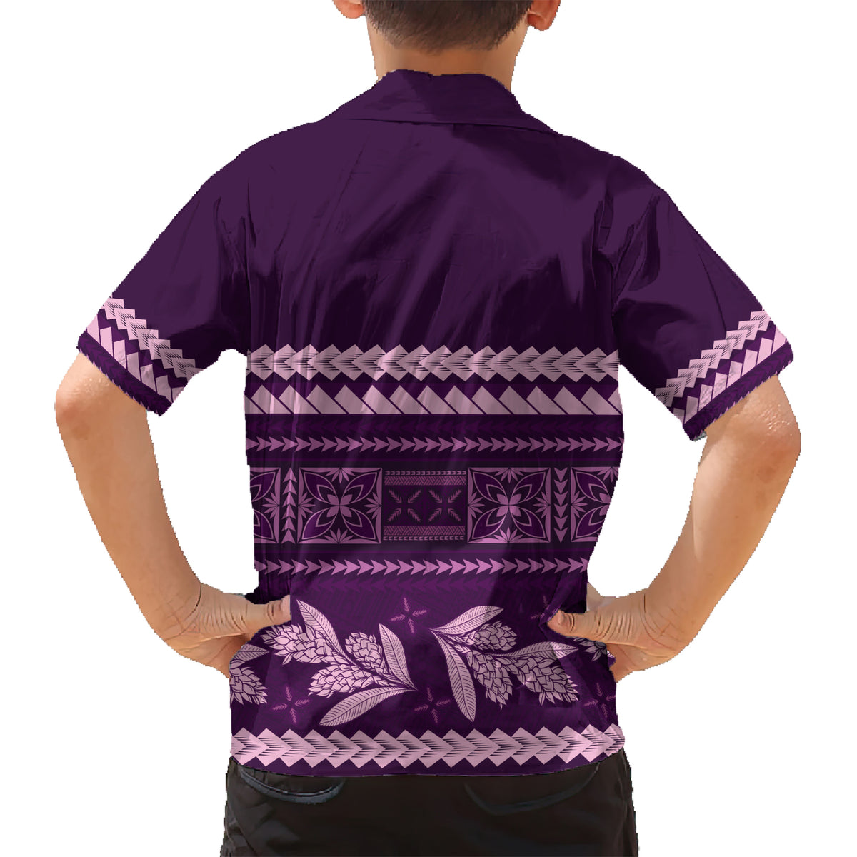 Purple Samoa Siapo Teuila Flowers Kid Hawaiian Shirt LT14 - Polynesian Pride