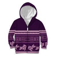 Purple Samoa Siapo Teuila Flowers Kid Hoodie LT14 Zip Hoodie Purple - Polynesian Pride
