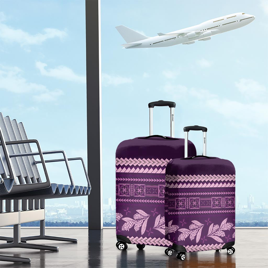 Purple Samoa Siapo Teuila Flowers Luggage Cover LT14 - Polynesian Pride