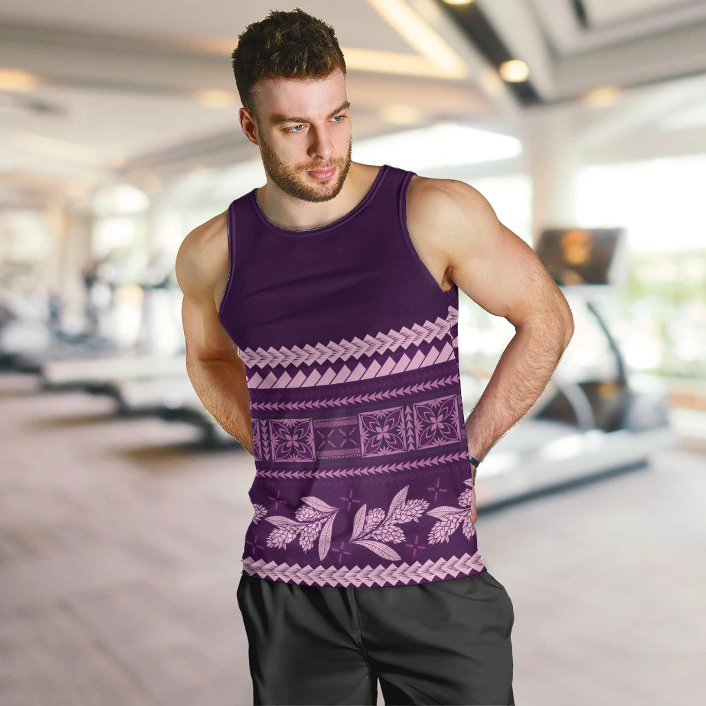 Purple Samoa Siapo Teuila Flowers Men Tank Top LT14 Purple - Polynesian Pride