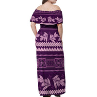 Purple Samoa Siapo Teuila Flowers Off Shoulder Maxi Dress LT14 - Polynesian Pride