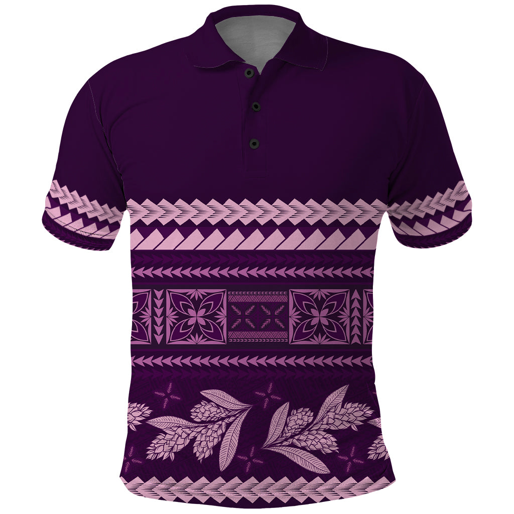 Purple Samoa Siapo Teuila Flowers Polo Shirt LT14 Purple - Polynesian Pride