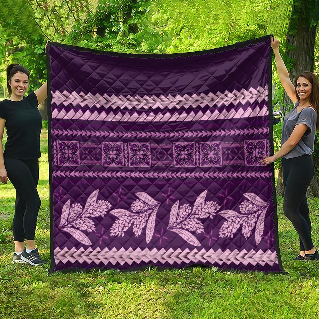 Purple Samoa Siapo Teuila Flowers Quilt LT14 - Polynesian Pride