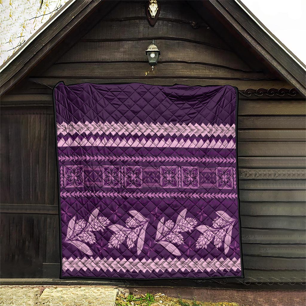 Purple Samoa Siapo Teuila Flowers Quilt LT14 - Polynesian Pride