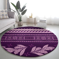 Purple Samoa Siapo Teuila Flowers Round Carpet LT14 - Polynesian Pride