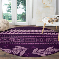Purple Samoa Siapo Teuila Flowers Round Carpet LT14 - Polynesian Pride