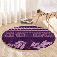 Purple Samoa Siapo Teuila Flowers Round Carpet LT14 - Polynesian Pride