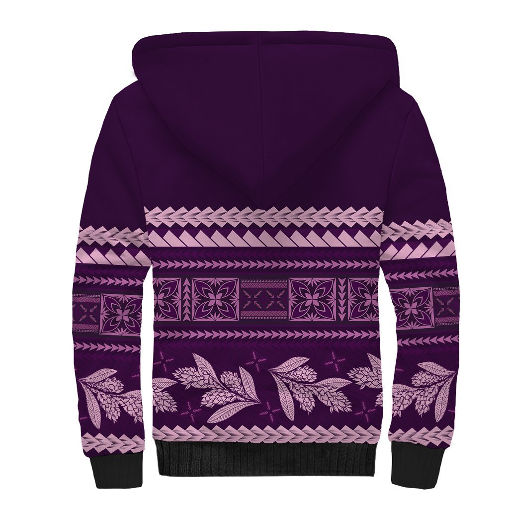 Purple Samoa Siapo Teuila Flowers Sherpa Hoodie LT14 - Polynesian Pride