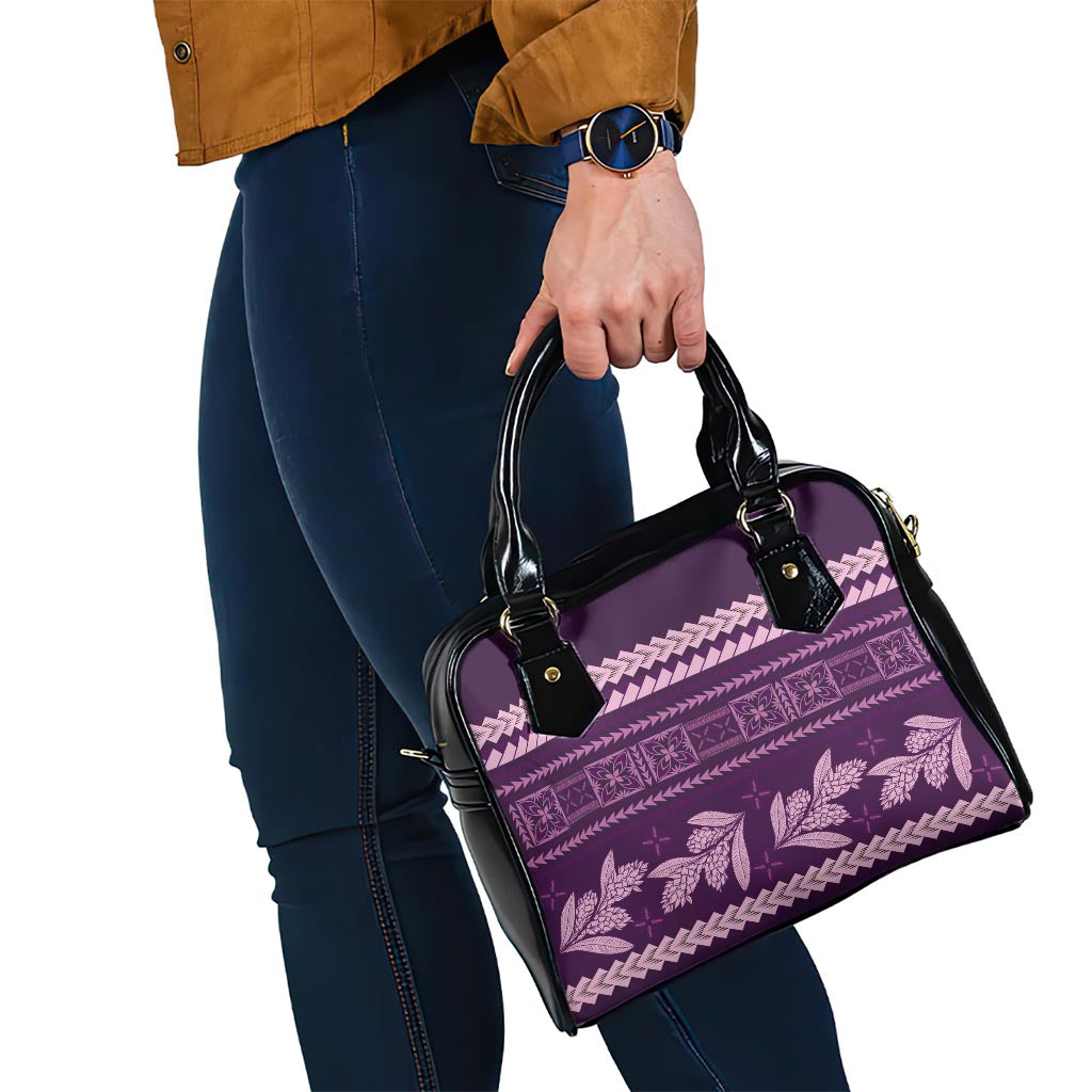 Purple Samoa Siapo Teuila Flowers Shoulder Handbag LT14 - Polynesian Pride