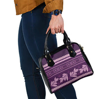 Purple Samoa Siapo Teuila Flowers Shoulder Handbag LT14 - Polynesian Pride