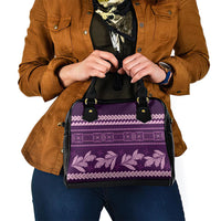 Purple Samoa Siapo Teuila Flowers Shoulder Handbag LT14 - Polynesian Pride