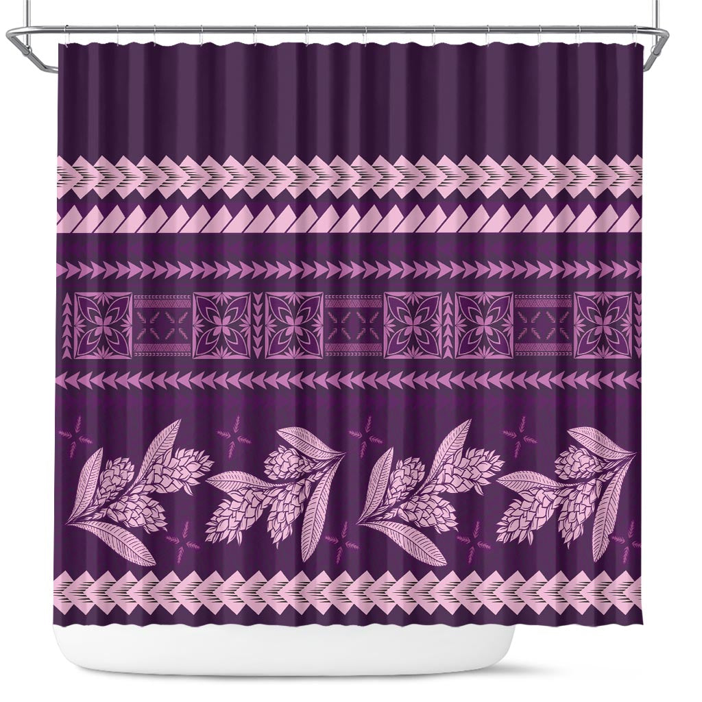 Purple Samoa Siapo Teuila Flowers Shower Curtain LT14 Purple - Polynesian Pride