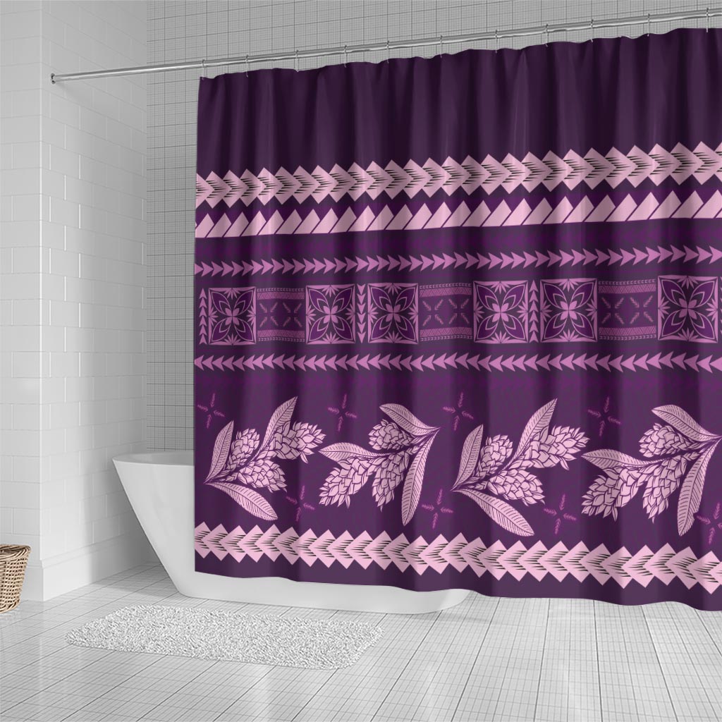 Purple Samoa Siapo Teuila Flowers Shower Curtain LT14 - Polynesian Pride