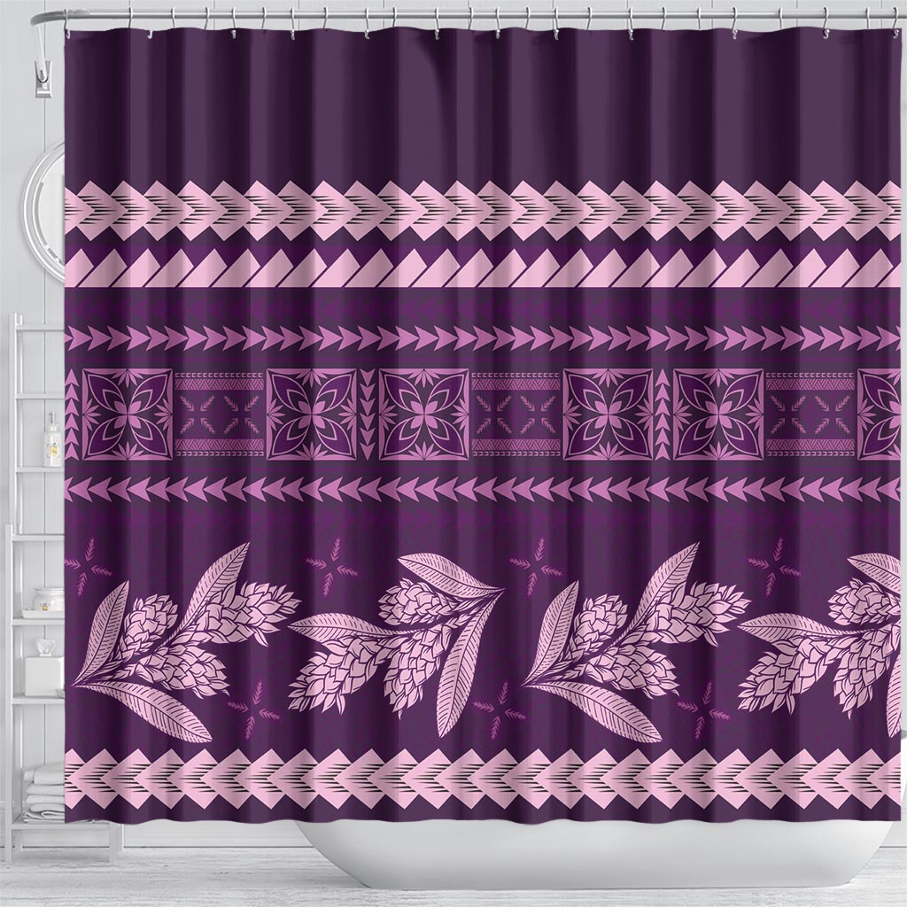Purple Samoa Siapo Teuila Flowers Shower Curtain LT14 - Polynesian Pride