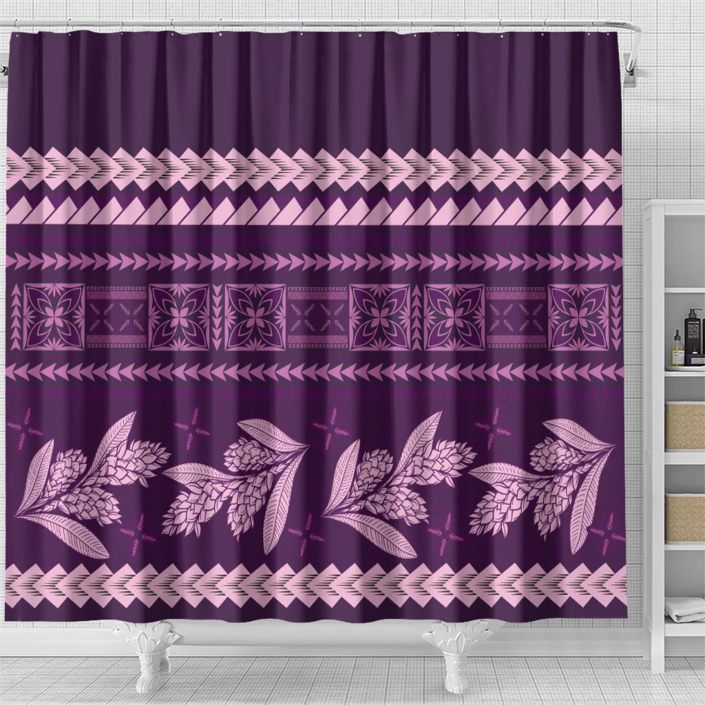 Purple Samoa Siapo Teuila Flowers Shower Curtain LT14 - Polynesian Pride