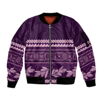 Purple Samoa Siapo Teuila Flowers Sleeve Zip Bomber Jacket LT14 Unisex Purple - Polynesian Pride
